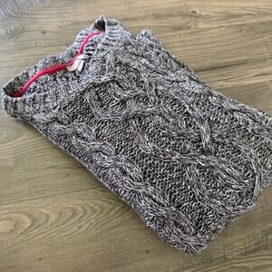 J. Jill Womens Large Blue White Marled Cable Knit Sweater Crew Neck Pullover